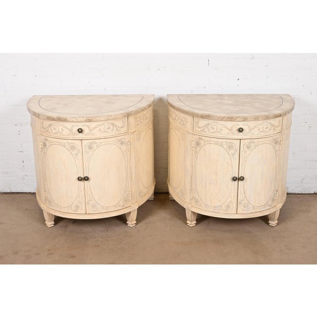 Drexel Heritage Italian Neoclassical Demilune Cabinet For Sale - Image 11 of 12