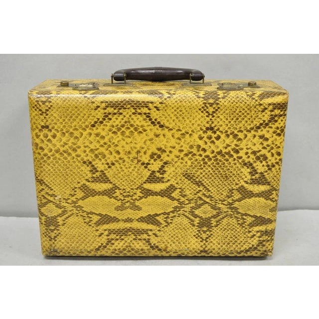 Vintage Mid Century Modern Faux Python Snakeskin Travel Toiletry Case Suitcase For Sale - Image 13 of 16