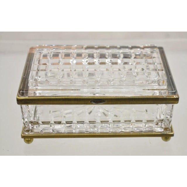 Early 20th Century Antique French Crystal Lead Glass Bronze Mounted Vanity Jewelry Box Casket For Sale - Image 11 of 12