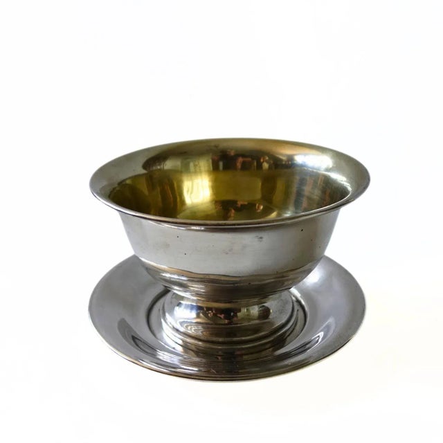 Silver Plated Sauce Bowl on Plate, Sweden, 1900s For Sale - Image 7 of 8