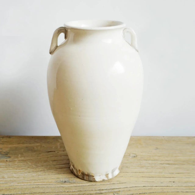 Farmhouse Vintage Farmhouse White Milk Pottery Vase For Sale - Image 3 of 4