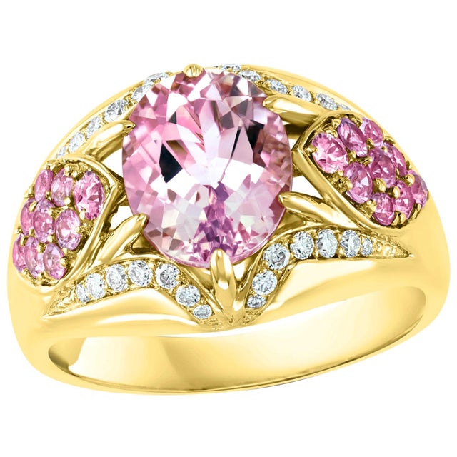 3.5 Carat Morganite and Diamond Cocktail Ring 18 Karat Rose Gold For Sale - Image 15 of 18