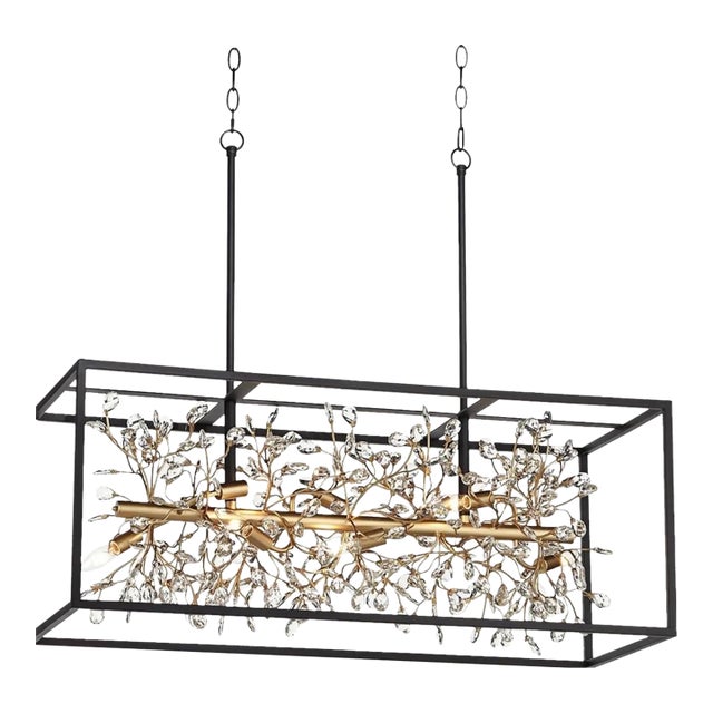 Possini Euro Contemporary Design Carrine Sand Black Gold Pendant Chandelier For Sale
