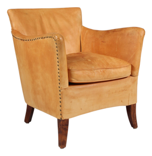 Danish Cabinetmaker Lounge Chair with Nature Leather, 1940s