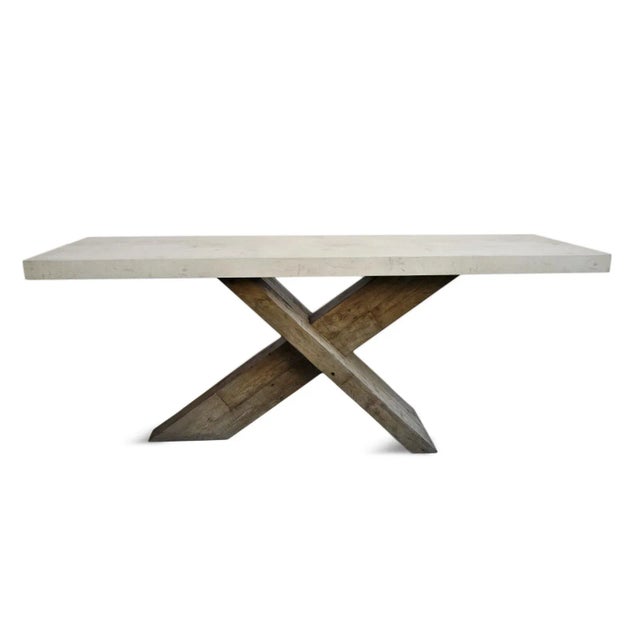 Wood Cairn X-Base Rustic Modern Console Table For Sale - Image 7 of 12