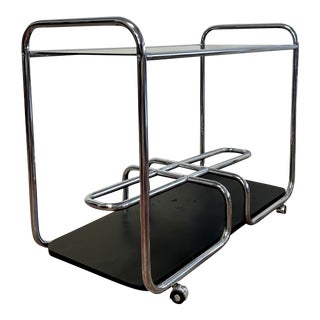 Bauhaus Art Deco Chrome and Glass Bar Cart For Sale