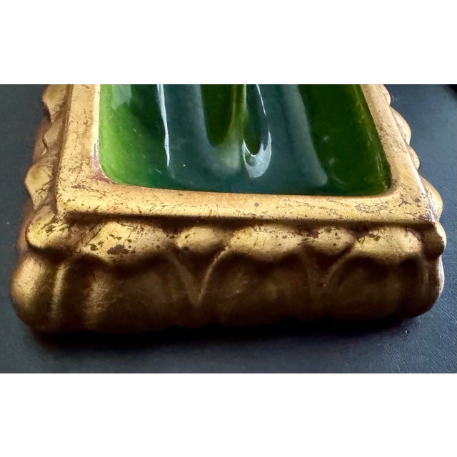 Mid-Century Anthony Freeman McFarlin California Pottery Gold Leaf & Avocado Green Ashtray. For Sale - Image 4 of 7