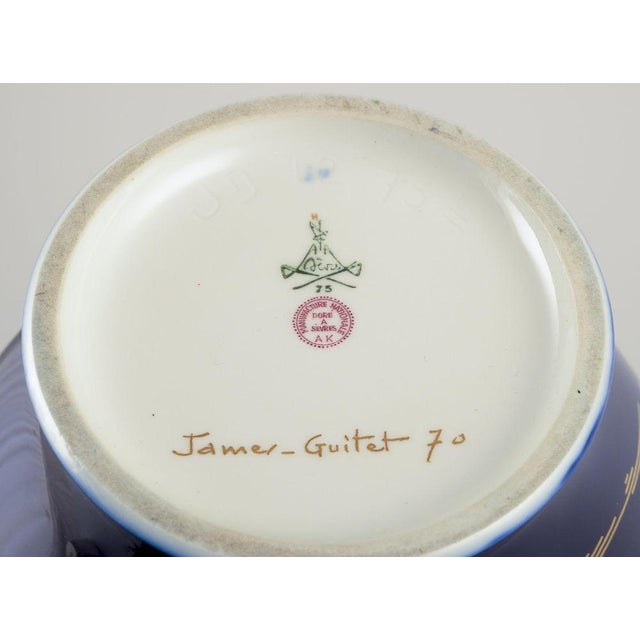Blue Large Porcelain Vase with Sèvres Blue Glaze by James Guitet for Sèvres, 1970 For Sale - Image 8 of 9