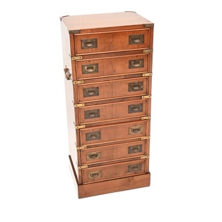 Antique Yew Wood Military Campaign Chest of Drawers, 1950 For Sale