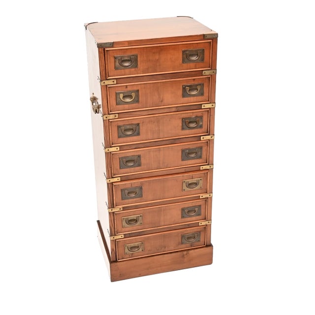 Antique Yew Wood Military Campaign Chest of Drawers, 1950 For Sale