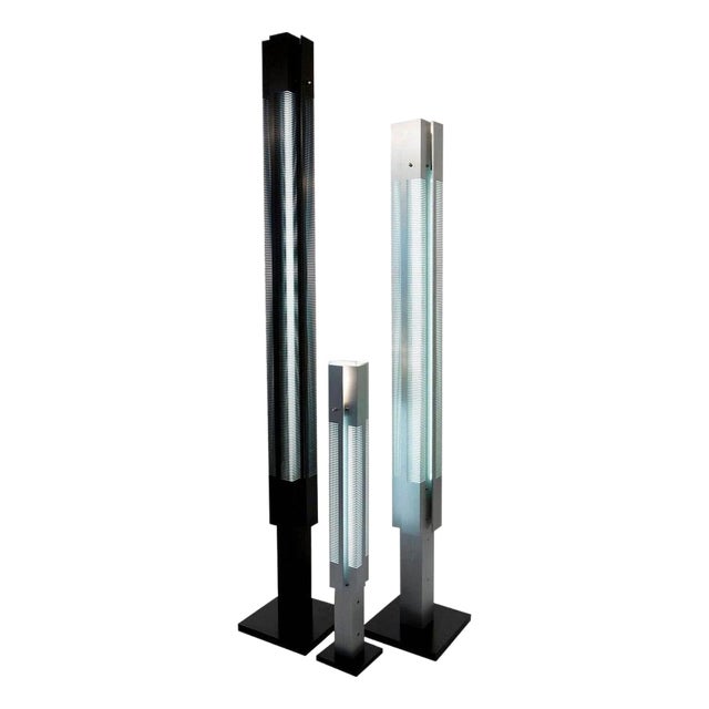 Mid-Century Modern Signal Column Floor Lamp Set by Serge Mouille, Set of 3 For Sale