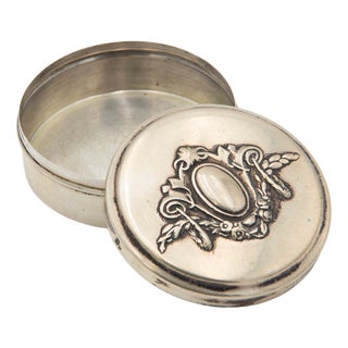 Cylindrical Silver Box with Reliefs For Sale