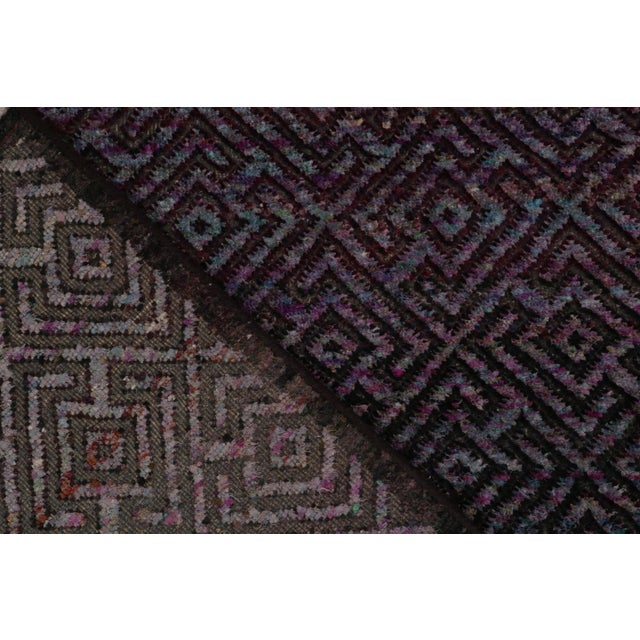 Textile Rug & Kilim’s Contemporary Rug in Blue and Purple Geometric Patterns For Sale - Image 7 of 7