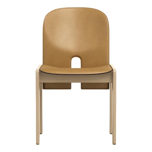 Model 121 Chair in Wood and Leather attributed to Afra & Tobia Scarpa For Sale
