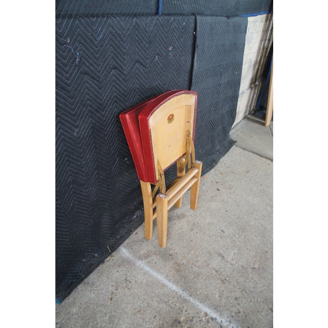 Mid 20th Century Louis Rastetter & Sons 'The Solid Kumfort' Red Leather Folding Chair For Sale - Image 15 of 15