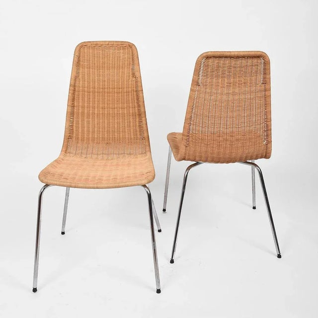 Mid-Century Italian Chromed Metal Chairs with Removable Rattan and Wicker, 1970s, Set of 4 For Sale - Image 12 of 18