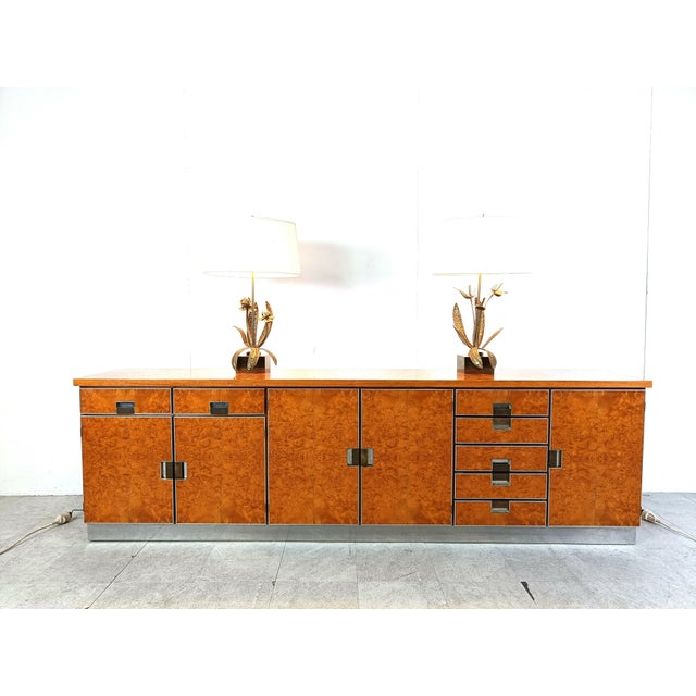 Vintage Italian Burl Wood Credenza, 1970s For Sale - Image 10 of 10