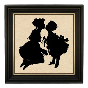 "Big Sister Love" Contemporary Paper Cut Silhouette, Framed