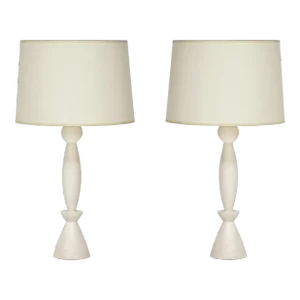 Pair of "Quille" Crème Patinated Plaster Table Lamps by Facto Atelier Paris
