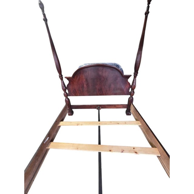 Traditional Vintage Solid Wood Queen Four Poster Bed With Turned Posts – Classic Traditional Style For Sale - Image 3 of 13