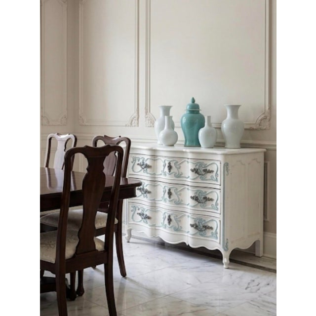 Wood Vintage French Provincial Style Three-Drawer Commode For Sale - Image 7 of 12