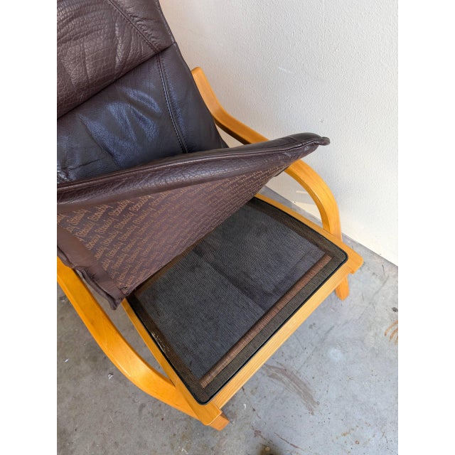 Pair of Danish Stouby Leather Lounge Chairs Bentwood Frame – Mid-Century Modern Armchair 1960s For Sale - Image 9 of 10