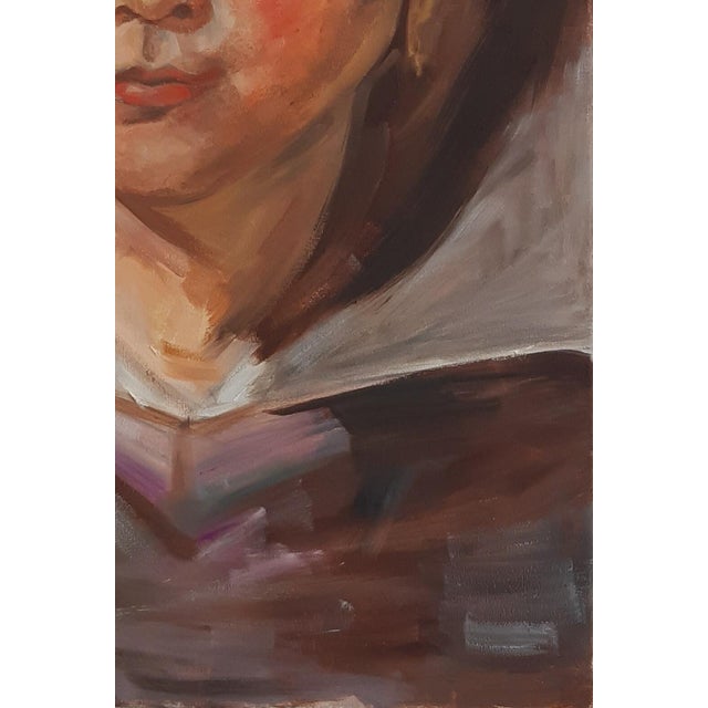 Antique Oil Painting: "Portrait of a Girl" by Ukrainian Artist Artemieva 60-40 For Sale - Image 6 of 6