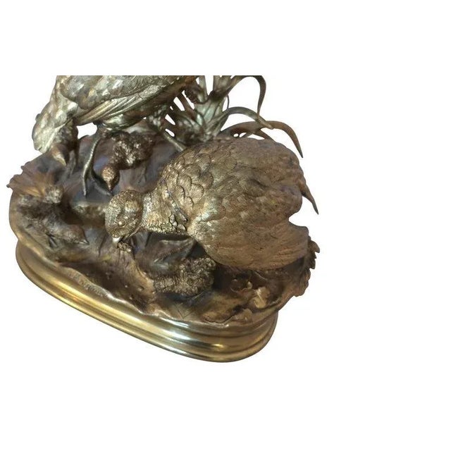 Metal 19th Century Polished Bronze Partridge Family Sculpture by Jules Moigniez For Sale - Image 7 of 9