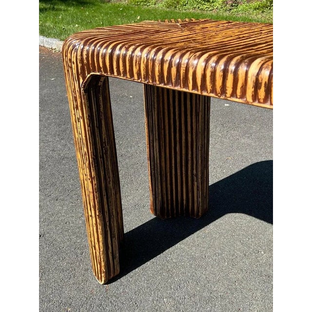Palm Beach Style Bamboo Console Table For Sale - Image 10 of 12