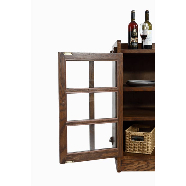 2020s Mission Oak 3 Door Console, Tv Stand - Walnut (W1) For Sale - Image 5 of 9