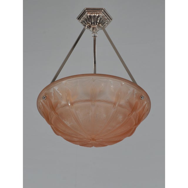 Hettier & Vincent French Art Deco Pendant Light by Hettier Et Vincent & Muller Freres 1930 France For Sale - Image 4 of 10