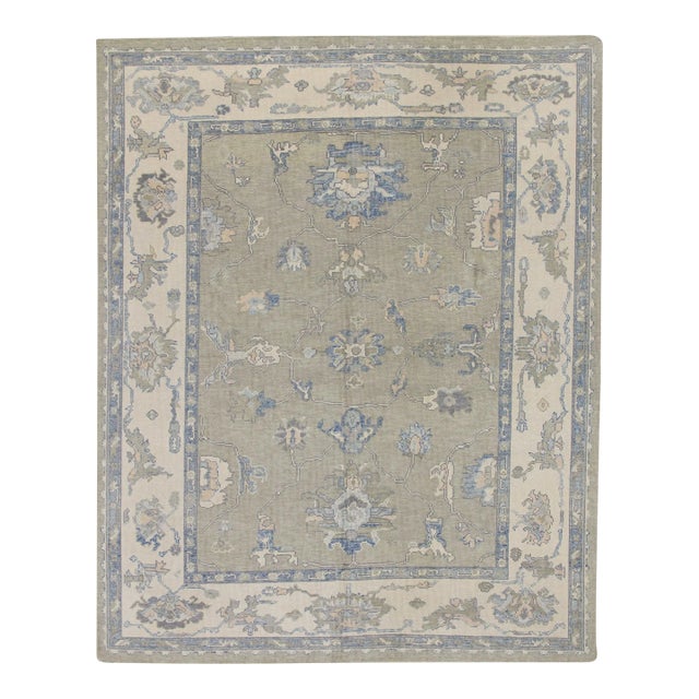 Modern Turkish Oushak Rug 7'9" x 10'1" For Sale