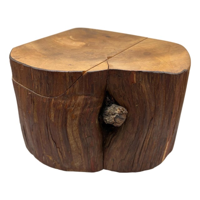 Mid 20th Century Live Edge Cedar Wood Stash Mystery Jewelry Suggestive Box For Sale