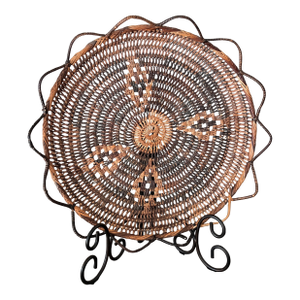 Late 20th-Century Modern Sunburst-Shape Native American Natural Grass Basket Tray / Wall Adornment