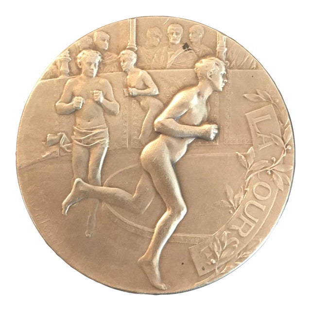 1899 Signed Bronze French Racing Medal: La Course/Racing Club De France Award For Sale