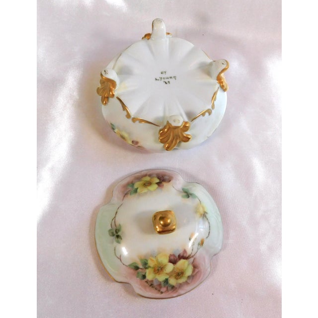 1960s Hand Painted and Signed Vanity Tray and Covered Vanity Jar For Sale - Image 11 of 14