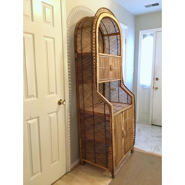 Vintage Bamboo Rattan Storage Bookcase Chairish