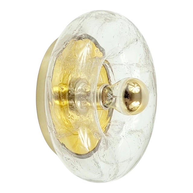 Mid-Century 'Donut' Glass Wall Light/Sconce or Ceiling Light/Flush Mount From Doria, Germany, 1960s For Sale