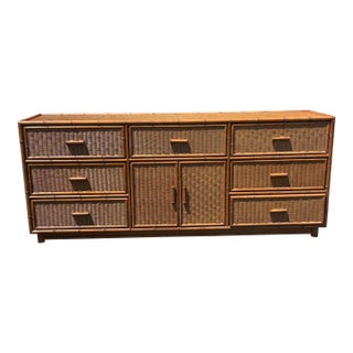 Vintage 1970’s 72”Faux Bamboo Credenza Dresser For Sale