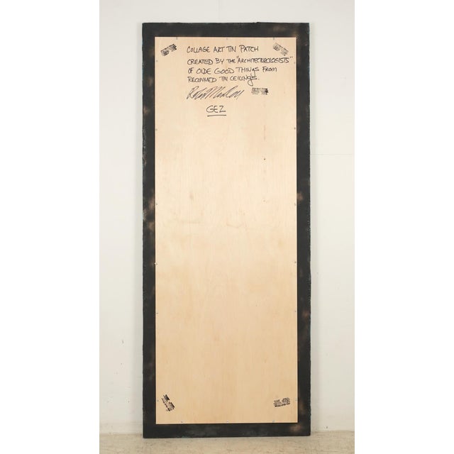 Handcrafted Teal & Black Patch Tin Ceiling Dressing Mirror For Sale - Image 6 of 6