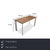 The rectangular tabletop in warm brown rests on four slender, tapered aluminum legs. This exposed aluminum gives the table...