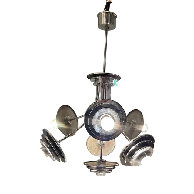 Space Age Chrome Chandelier, 1960s For Sale