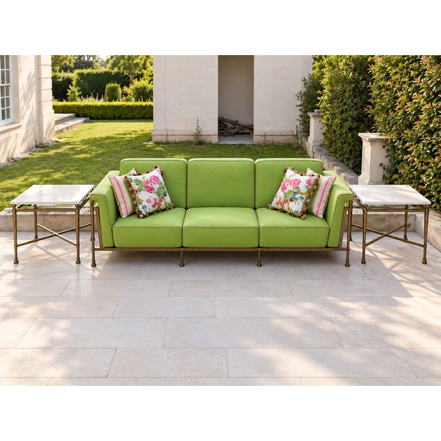 Contemporary Jerome Side Tables in Reed Brass Finish by Michael Taylor, Set of 2 For Sale - Image 3 of 4