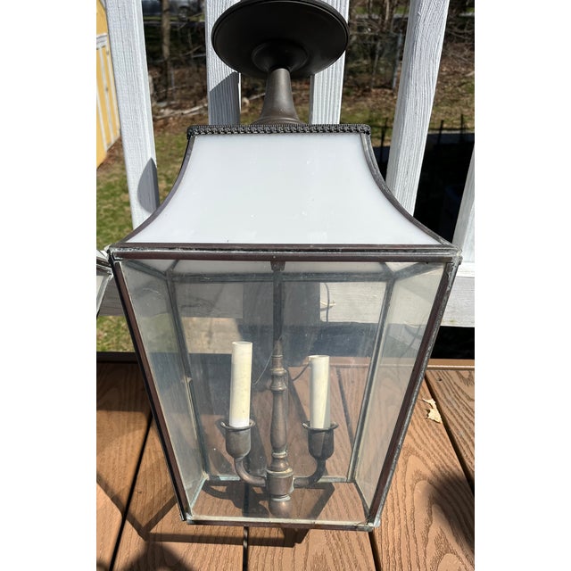 American Large Vintage Copper Outdoor Wall Mounted Lanterns - a Pair For Sale - Image 3 of 11