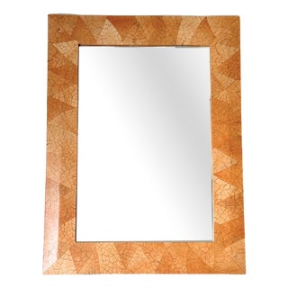 Mid-Century Tessellated Coconut Shell Wall Mirror, Italy, 1960s For Sale