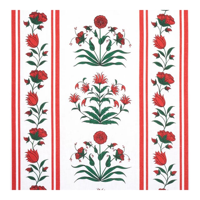 Sample - Schumacher x Marie-Anne Oudejans Royal Poppy Stripe Fabric in Red For Sale