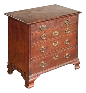 English Small Cabinet Chest of Drawers of Oak on Bracket Feet