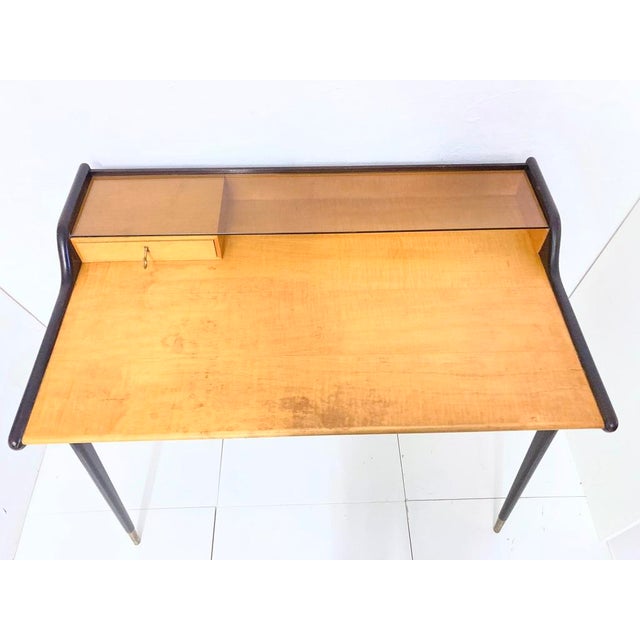 Mid-Century Modern Small Ladies Writing Desk attributed to Reinhold Stotz, 1950s For Sale - Image 3 of 18