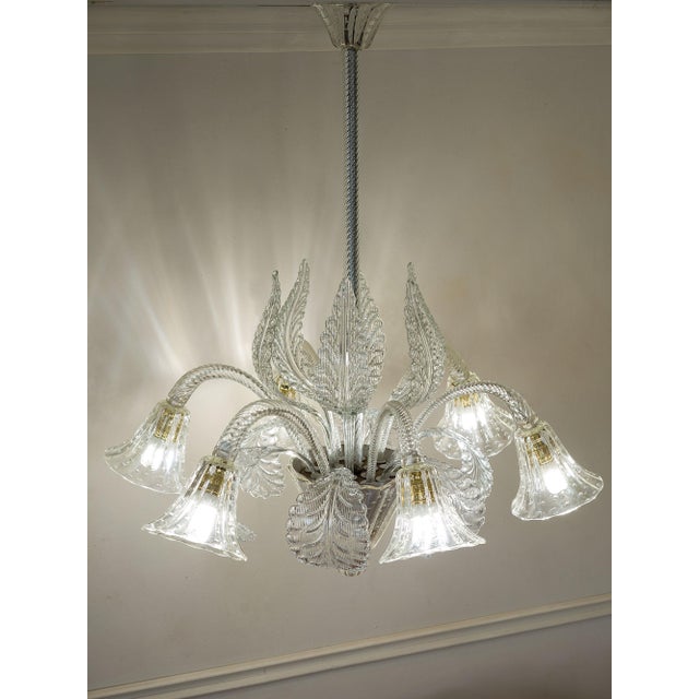 Vintage Six-Light Murano Blown Glass Chandelier from Barovier & Toso, 1930s For Sale - Image 10 of 15