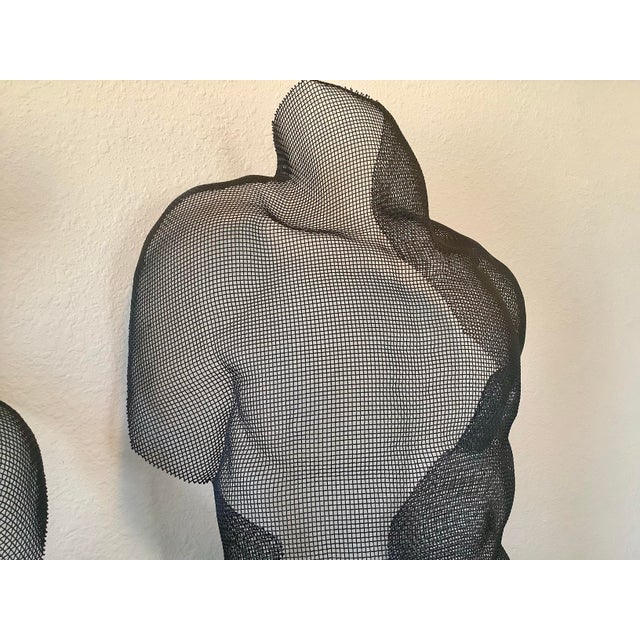 1990s Rare Monumental Pair of Signed Eric Boyer Wire Mesh Wall Sculptures (1993 & 1999) For Sale - Image 5 of 11